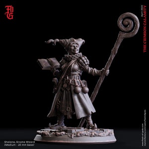 Shalana, Gnome Wizard - The Crimson Calamity (rzeźbiona przez Flesh of Gods Miniatures)