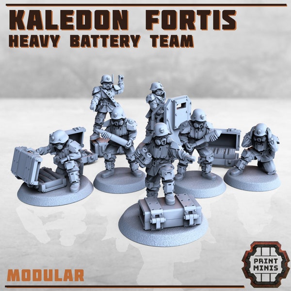 Heavy Battery Gun Troops - Kaledon Fortis (modular) x7 (by Print Minis)