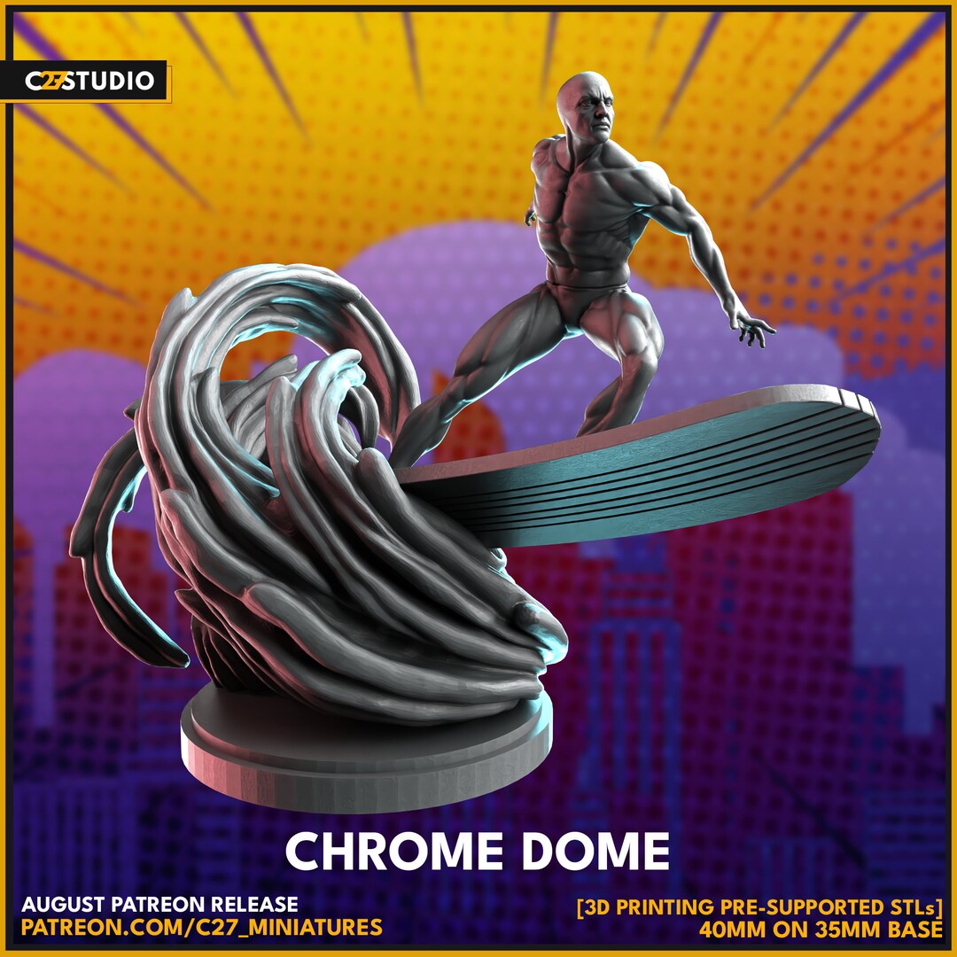 Silver Surfer / Chrome Dome 40mm Miniature (sculpted by C27 ...