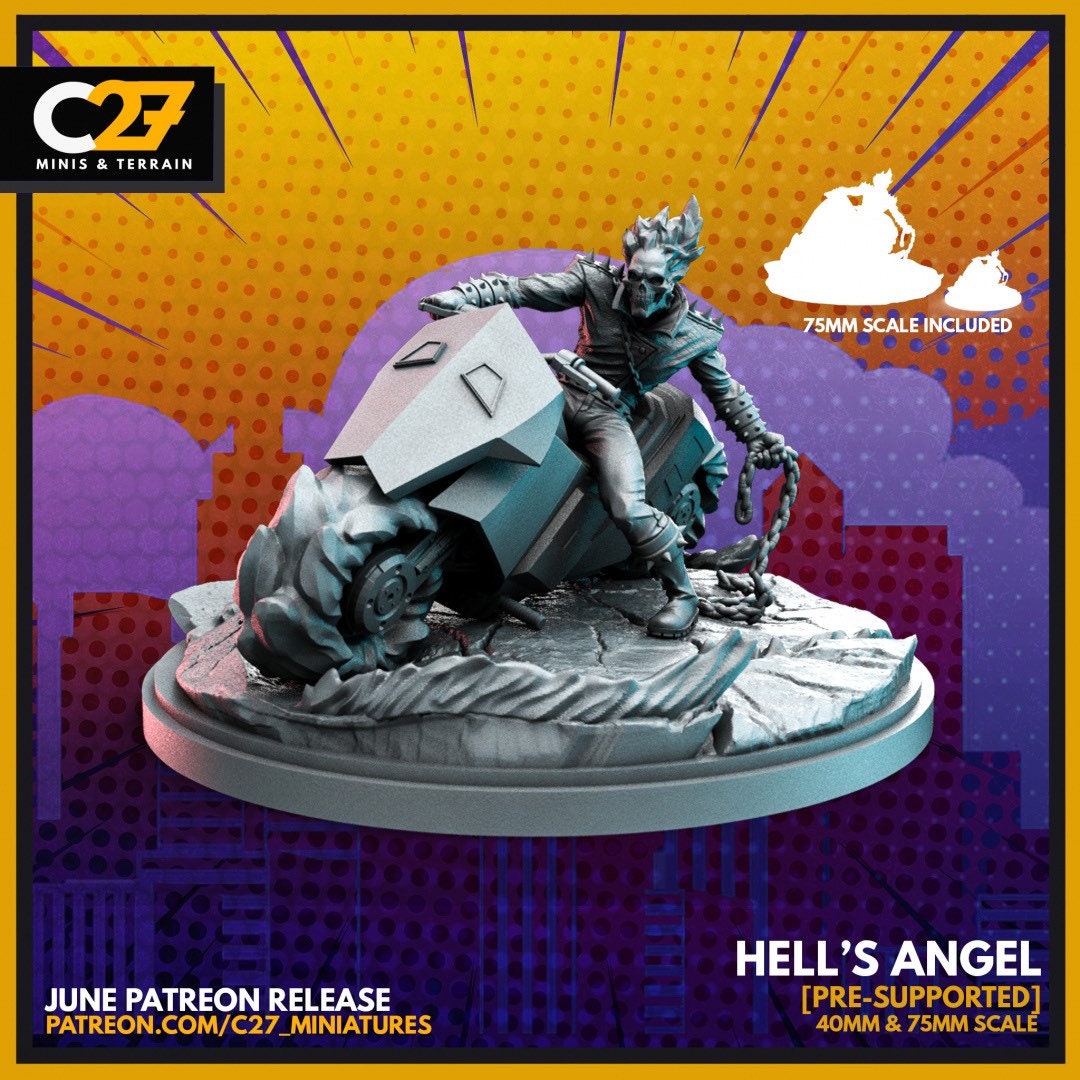 Ghost Rider / Hell's Angel 40mm Miniature (sculpted by C27 Ghost Rider / Hell's Angel 40mm Miniature (sculpted by C27