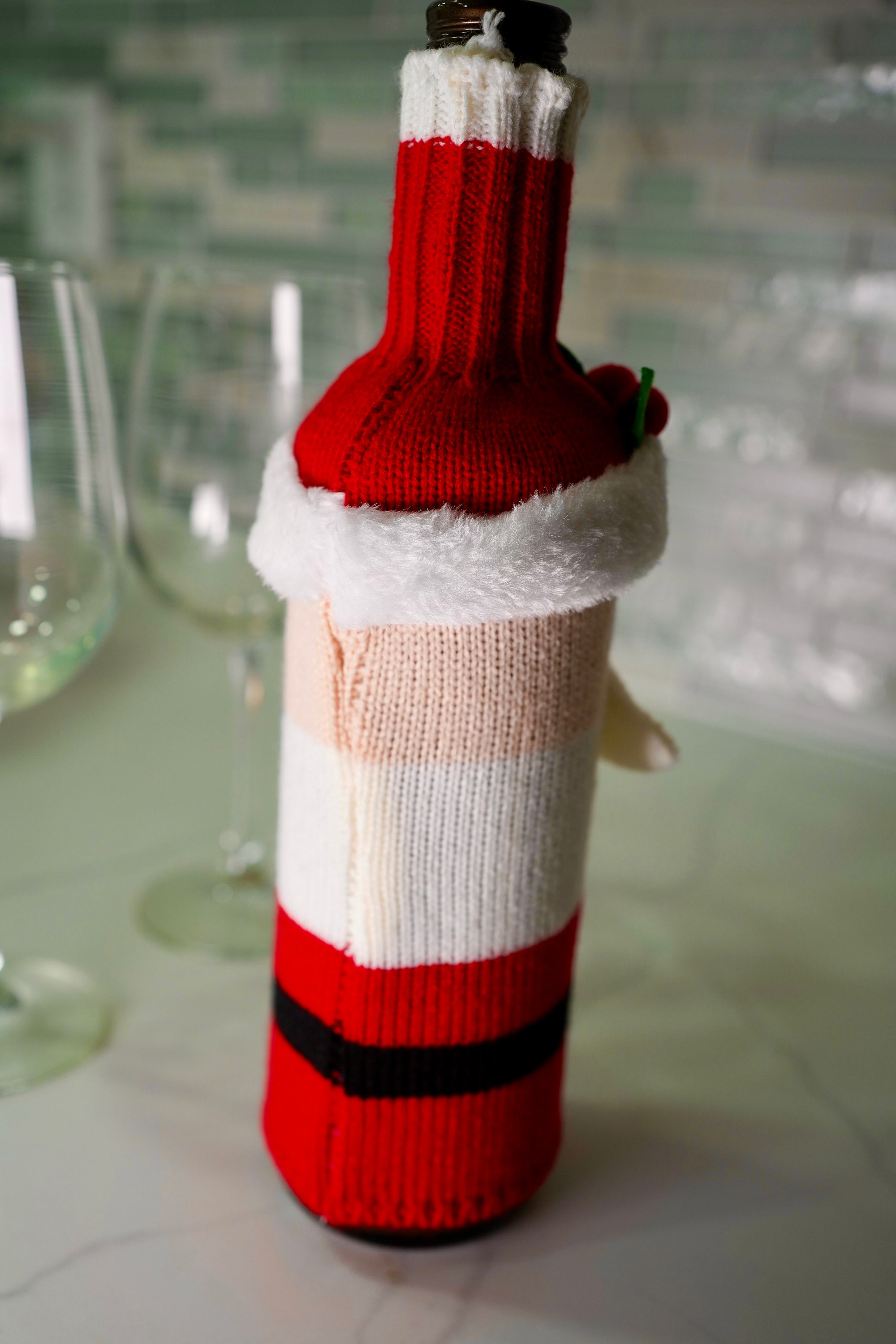 Christmas Wine Bottle Cover Holiday Wine Gift Bottle Cover Etsy