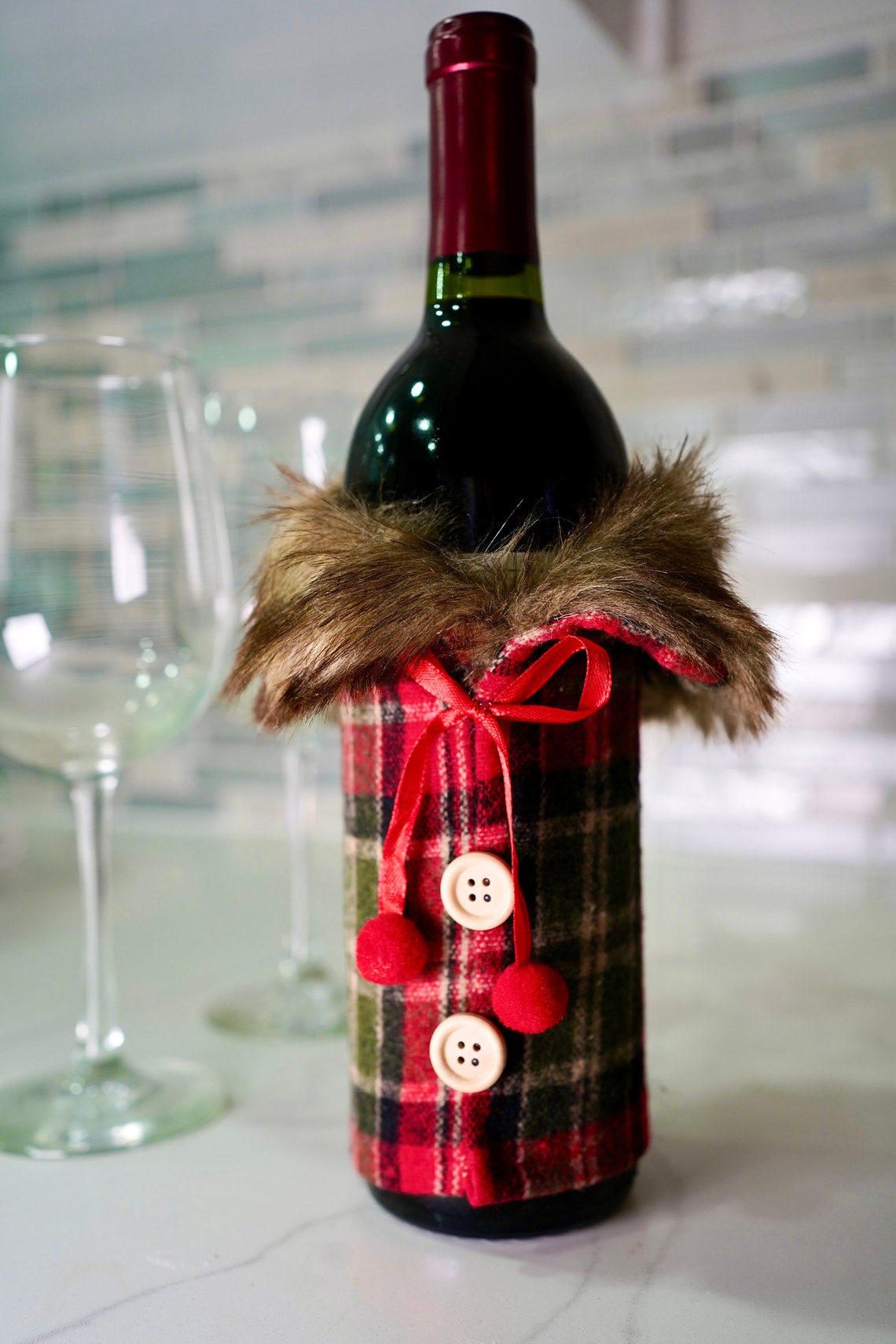Christmas Wine Bottle Cover Holiday Wine Gift Bottle Cover Wine Lover