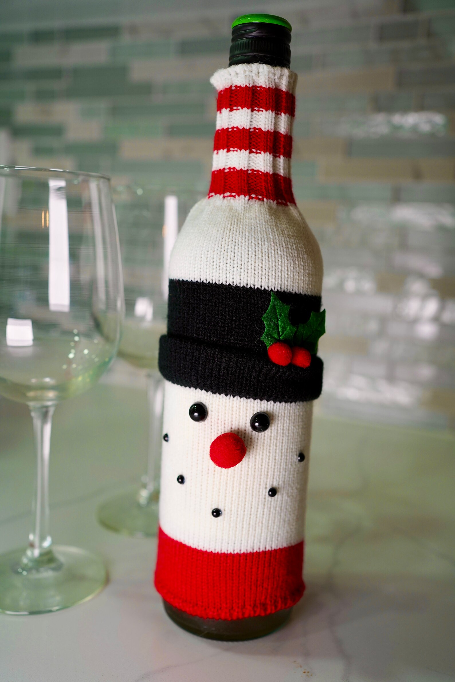 Christmas Wine Bottle Cover Holiday Wine Gift Bottle Cover Etsy
