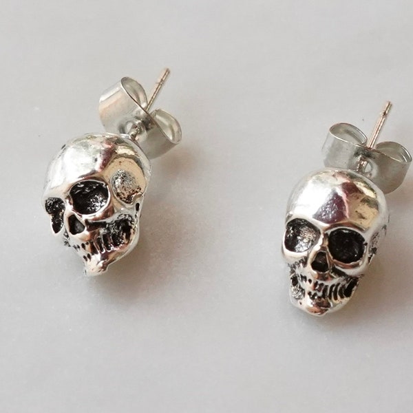 Small metal skeleton earring skull earring skull stud earring Halloween skull earring skull accessories small skull earring gothic earring