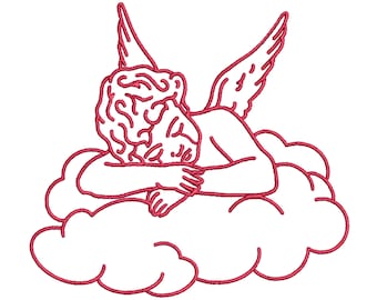Crying Cherub Embroidery File | Angel Cloud Embroidery Design Download | Embroidery Machine Design | Instant Download Embroidery Applique