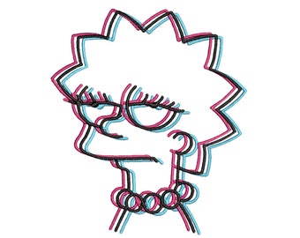 3D Lisa Embroidery File | The Simpsons Design Download | Embroidery Machine | Instant Download Trippy Graphic 3D Effect
