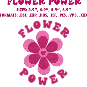Flower Power Borduurbestand | Hippie Borduurontwerp Download | Borduurmachine | Instant Download Borduurwerk Applique