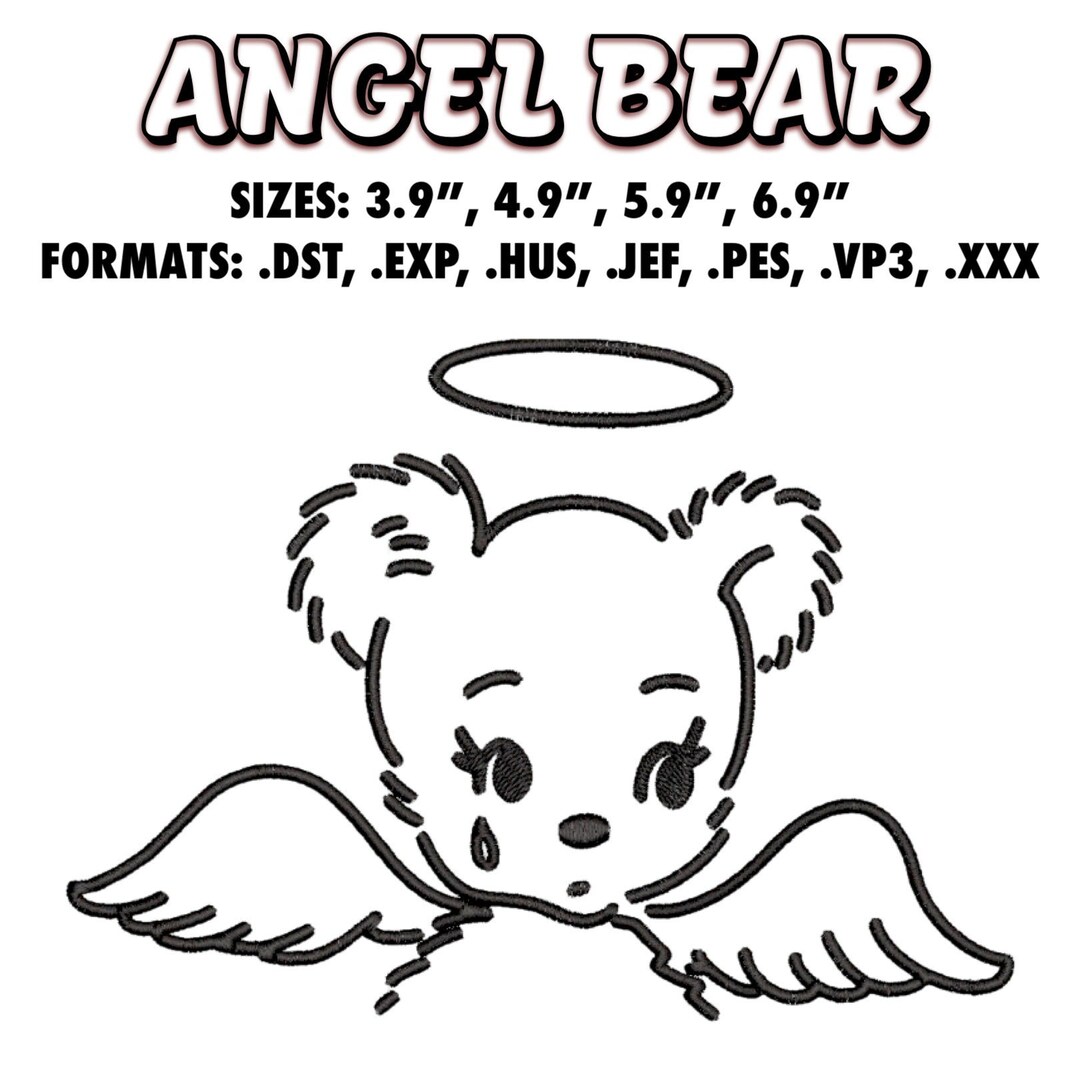 Angel Bear Embroidery File | Teddy Bear Embroidery Machine Design ...