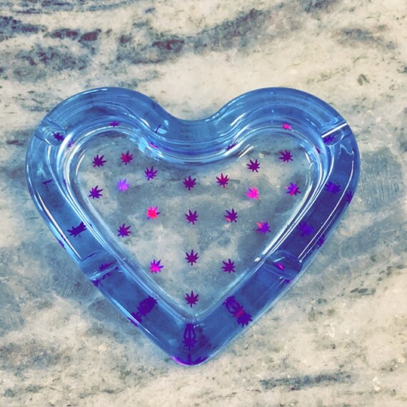 Blue Layered Heart Shaped Ashtray | Etsy
