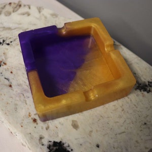 Purple and Yellow Square Ashtray
