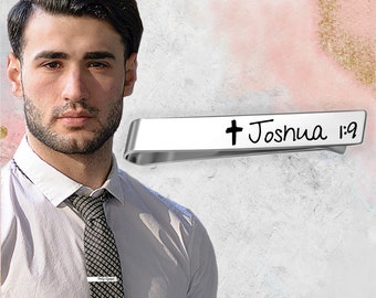 Joshua 1:9 | Personalized Tie Bar | Personalized Gifts | Gifts for Him | Fathers Day Gift | Christian Gifts | Religious Gifts for Him