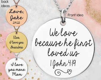 Glass Pendant Necklace Inspirational 1 John 4:19 Bible Verse Glass Pendant Necklace Inspirational 1 John 4:19 Bible Verse