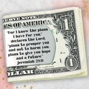 Jeremiah 29:11 Personalized Money Clip Personalized Gifts Gifts for Him Fathers Day Gift Christian Gifts Gifts for Men image 1