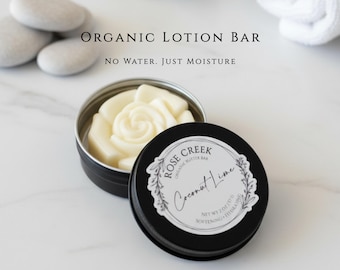 Organic 2oz Lotion Bar, Natural Moisturizer, Travel Lotion, Sensitive Skin Safe, Zero Waste Skincare