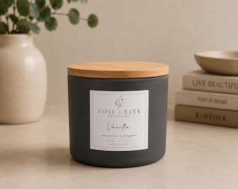Beeswax Candles | Hand Poured Candle | Clean Fragrance | Luxury Home Decor | Amber & Clear Glass | Gray Matte Candle
