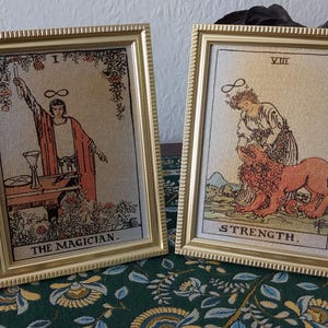 Láminas de las cartas del Tarot Rider-Waite / Reproducciones enmarcadas a mano sobre lienzo / Decoración de pared de 13 x 18 cm / Esoterismo / Arte / Ocultismo / Elección de cartas