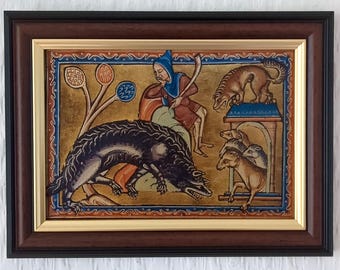 Shepherd and Wolf | Aberdeen Bestiary, 1200s | Medieval