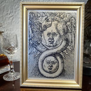 メルクリウス・ウロボロス | バジル・バレンタイン、1613年 | キャンバスに描かれた手作り複製画 | 5インチ×7インチ | 額縁をお選びいただけます