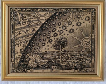 Flammarion Engraving, 1888 | Woodcut | Framed Handmade Reproduction on Canvas | | Occult Art | 8"x10" | Choice of Frames