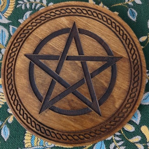 Pentagram / pentagram | Gegraveerde houten altaarplaat | Keuze uit maten | Symbool van bescherming voor occulte/magische rituelen | Wicca | Hekserij: