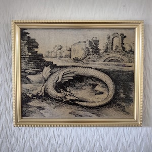 Alchemical Ouroboros | Michael Maier | Framed Reproduction on Canvas | Handmade | Occult | Alchemy | Metaphysical | Esoteric | Wall Decor