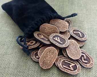 Elder Futhark Runes | Etched Wooden Divination Set | Norse | Viking | Witchcraft | Wicca | Ritual Tools | Occult | Esoteric | Metaphysical