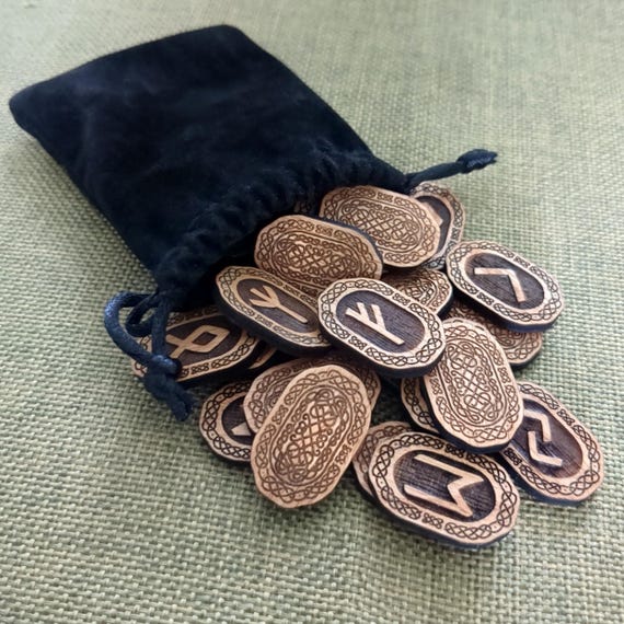 Elder Futhark Runes | Etched Wooden Divination Set | Norse | Viking | Witchcraft | Wicca | Ritual Tools | Occult | Esoteric | Metaphysical