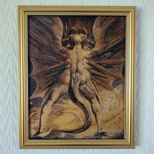 Gran Dragón Rojo / William Blake, 1805 / Reproducción artesanal enmarcada sobre lienzo / 8"x10" / Variedad de marcos