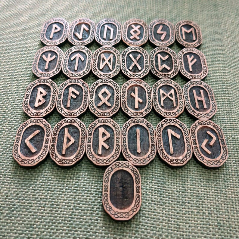 Elder Futhark Runes | Etched Wooden Divination Set | Norse | Viking | Witchcraft | Wicca | Ritual Tools | Occult | Esoteric | Metaphysical image 2