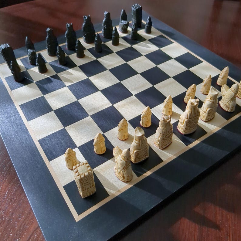 Mini Isle of Lewis Chess Set | 32-piece Handcrafted Medieval Chessmen ...