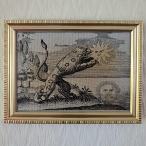 Lion Devouring the Sun | 1550, artist unknown | Handmade Framed Reproduction on Canvas | Occult | Science | Alchemy | Esoteric | Weird
