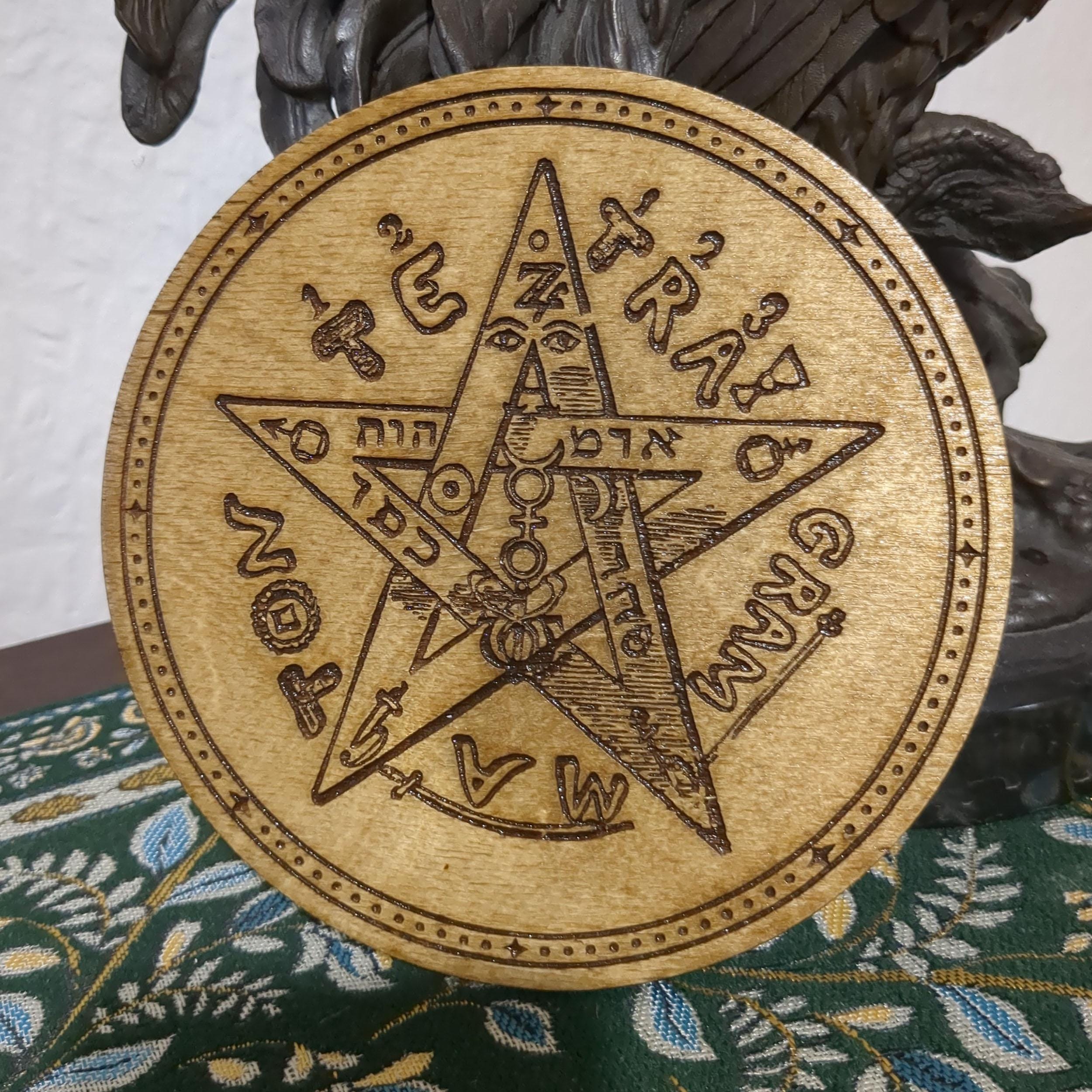 Eliphas Levi's Pentagram | Engraved Wooden Altar Plate | Tetragrammaton ...