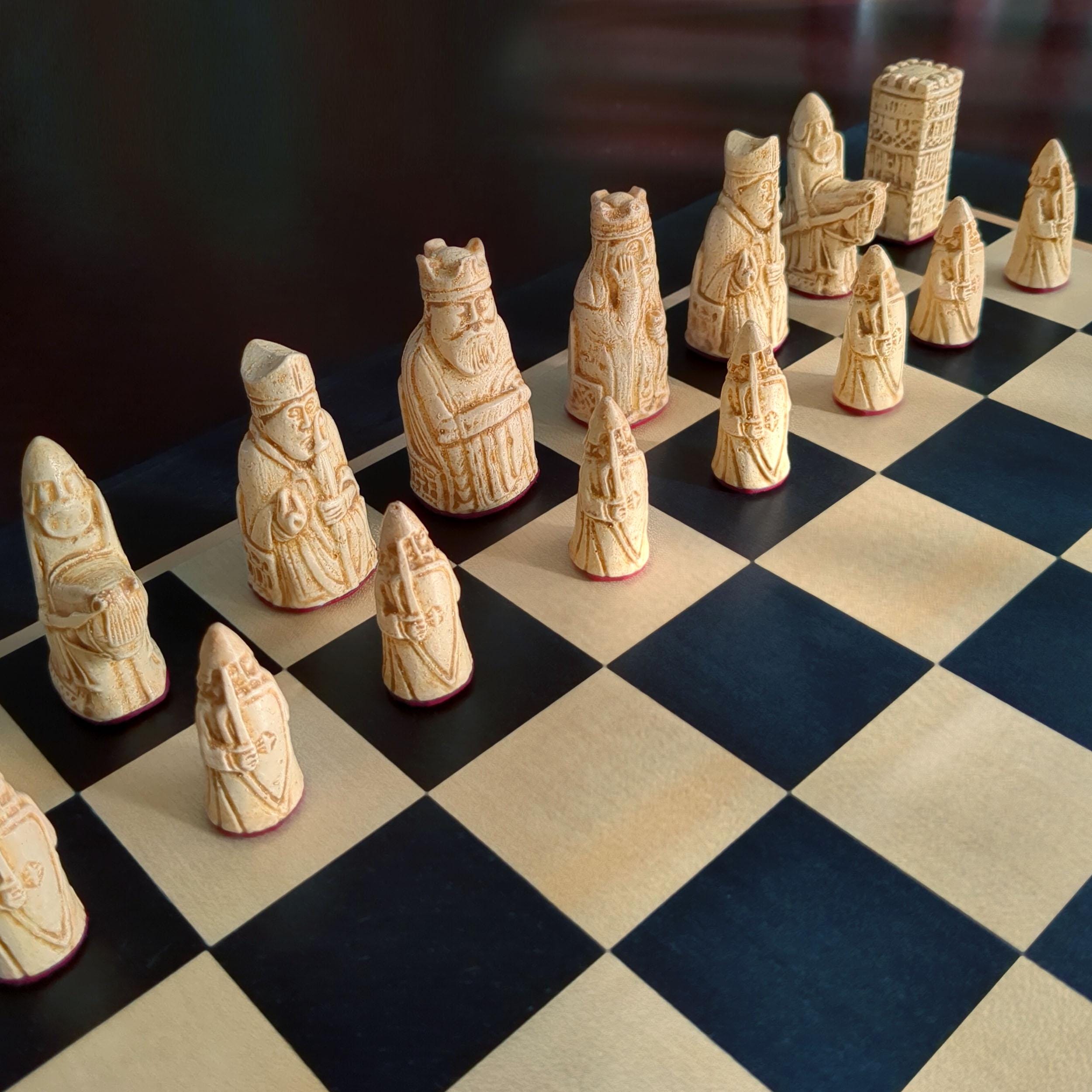 Mini Isle of Lewis Chess Set | 32-piece Medieval Chessmen Plus