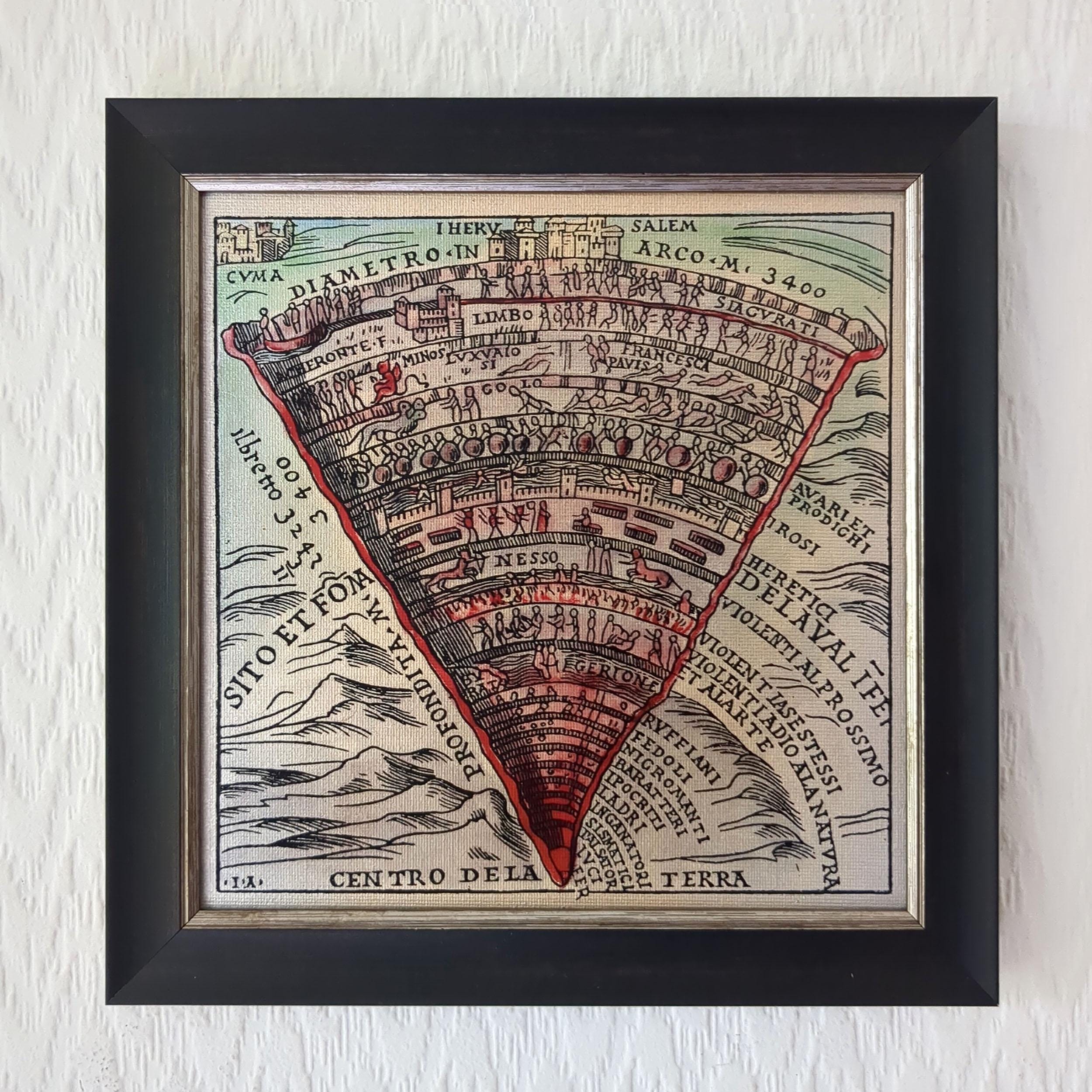 新品未使用 Boards Of  Inferno ノベルティ Dante's Inferno Map of Hell | Venetian Woodcut, C.1520 | Handmade