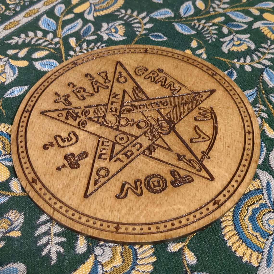 Eliphas Levi's Pentagram | Engraved Wooden Altar Plate | Tetragrammaton ...