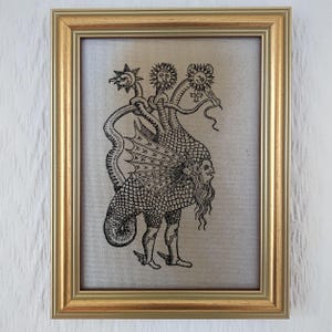 Python Mercurius | Alchemistische draak | 15e eeuw | Handgemaakte reproductie op canvas | 5 x 7 inch | Keuze uit lijsten