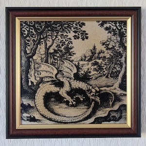Alchemischer Ouroboros | Atalanta Fugiens | Michael Maier, 1617 | Handgefertigte Reproduktion auf Leinwand | Alchemie | Okkultismus | Dekoration | 20 x 20 cm