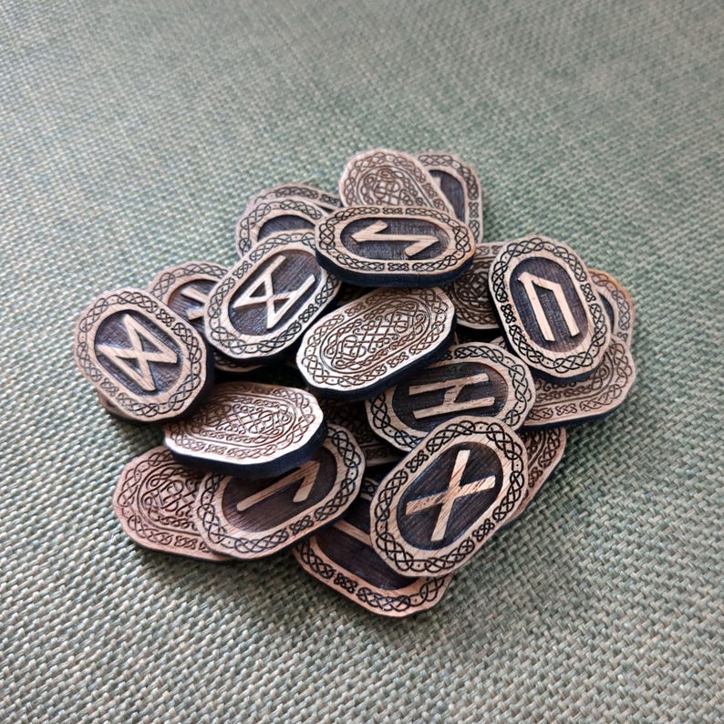 Elder Futhark Runes | Etched Wooden Divination Set | Norse | Viking | Witchcraft | Wicca | Ritual Tools | Occult | Esoteric | Metaphysical image 4