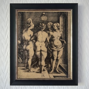 Four Witches | Albrecht Durer | 1497 | Handmade Reproduction on Canvas | Esoteric | Renaissance Art | Occult | Medieval | Choice of Frames
