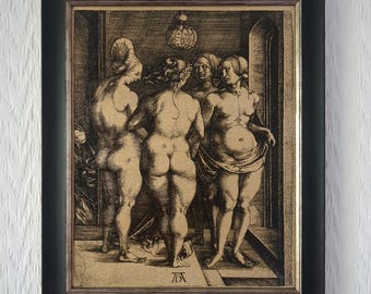 Four Witches | Albrecht Durer | 1497 | Handmade Reproduction on Canvas | Esoteric | Renaissance Art | Occult | Medieval | Choice of Frames