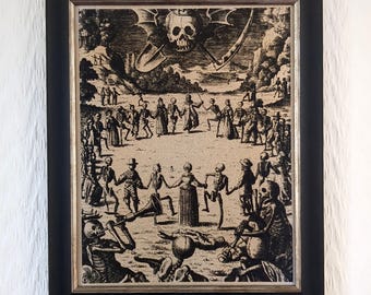 Dance of Death | Hans Holbein, 1526 | Framed Handmade Reproduction on Canvas | Memento Mori | 8"x10" | Choice of Frames