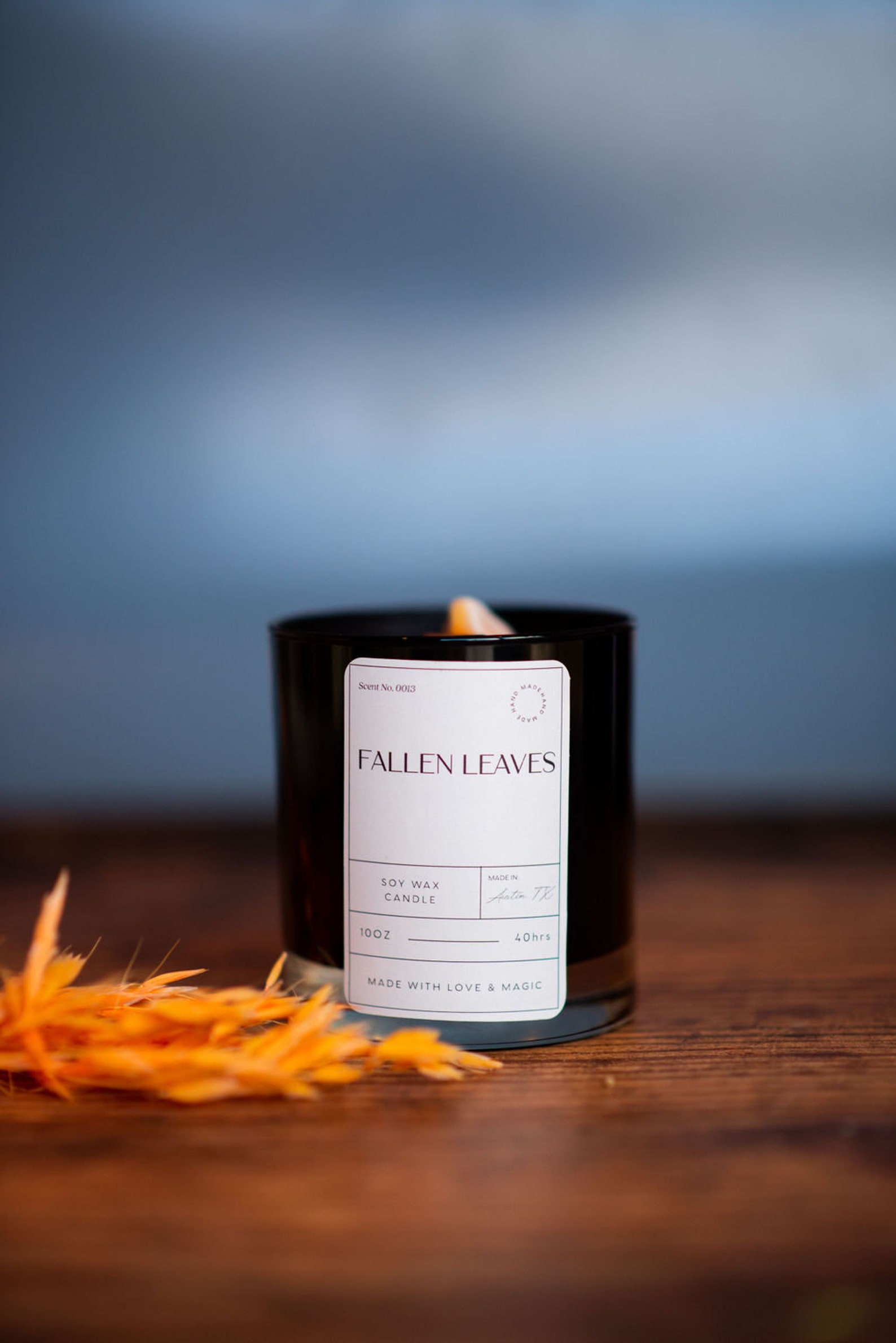 Fallen Leaves Crystal Candle Etsy