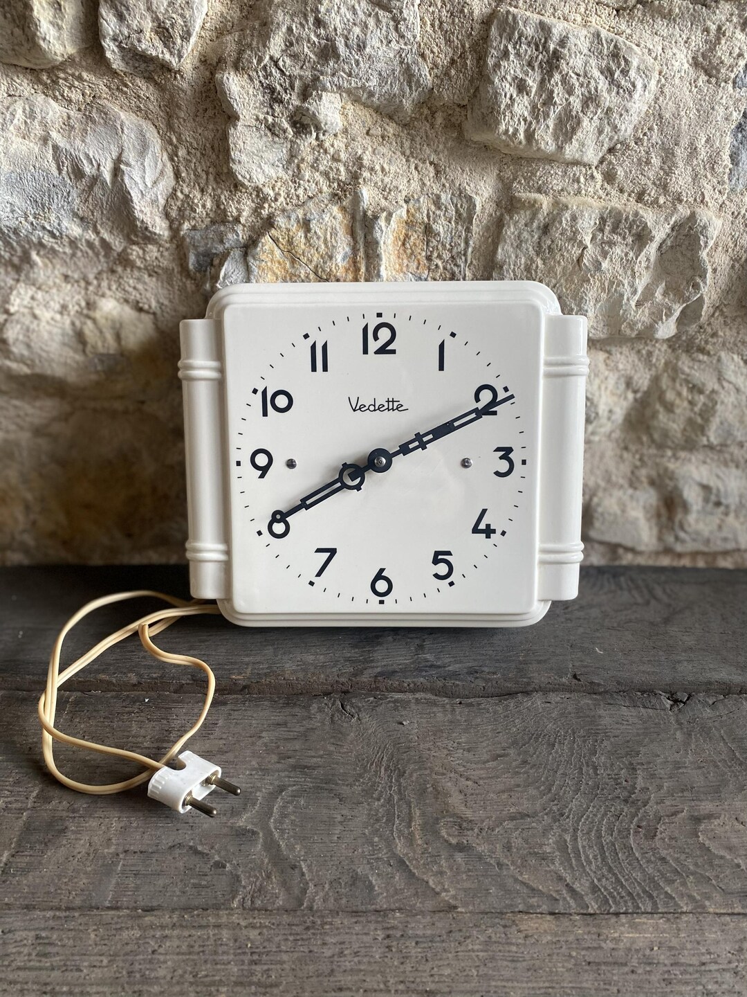 Ceramic Wall Clock, Cream With Black Numbers and Hands, 1930s/40s ...