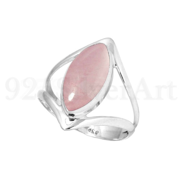 Rose Quartz Ring, Sterling Silver Ring, Natural Rose Quartz, Gemstone Ring, Dainty Ring, Boho Ring, Casual Wear Ring, Beautiful Ring, Bridal