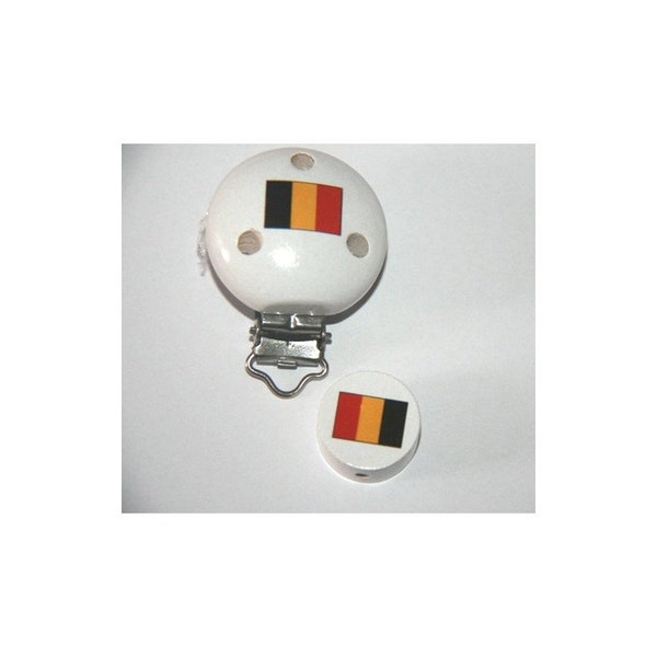 Clip et perle en bois drapeau Belgique