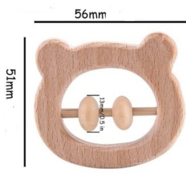 Hochet ours, jouet en bois ours