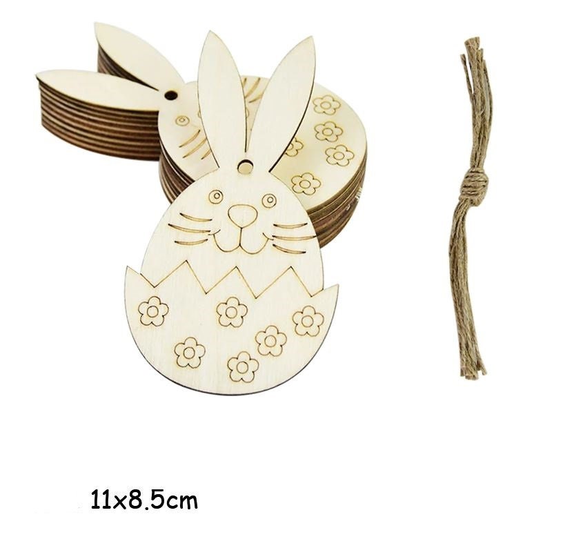 Décoration Pâques Lapin à Suspendre en Bois