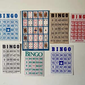 ¡7 cartones de bingo vintage variados! ¡Todos únicos!