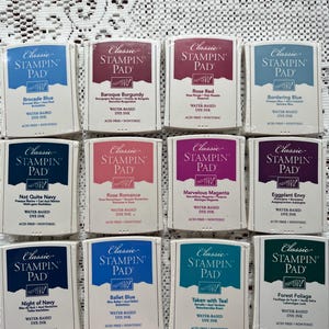 Almofadas de tinta Stampin' Up Classic, novas na embalagem, dezenas de cores. Seis dólares cada!