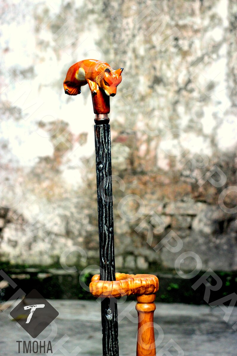 Rare Antique Cane Custom Walking Cane Runing Fox Hand Designer Etsy